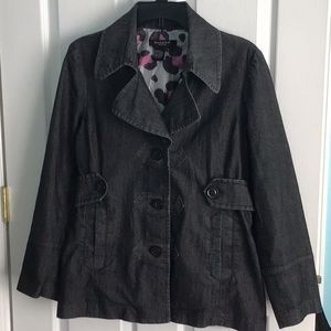 Sandro Women’s Longer Length Button- Up Jean Jacket size Large.